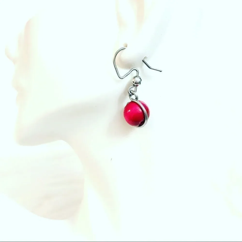 Red beaded earrings